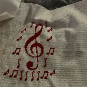 Musical Note Embroidered Fabric